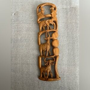 Handcrafted Brown Wooden African Animal Wall Decor small Panel